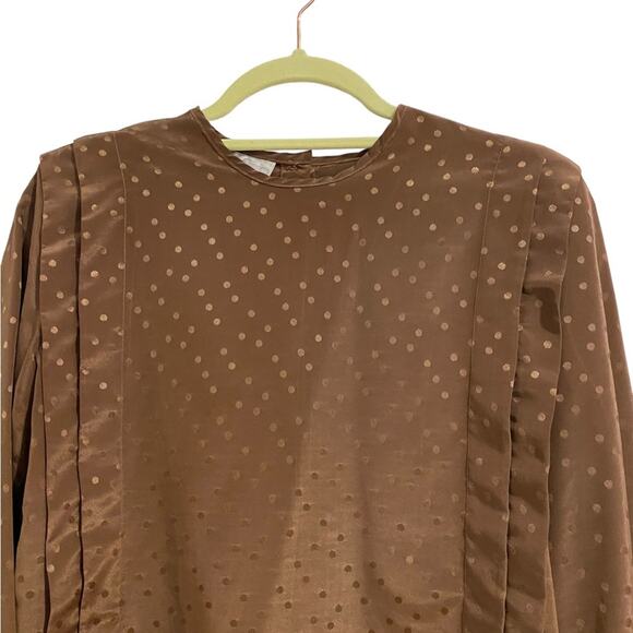 La Chine Classic Brown Vintage Long Sleeve Blouse Sz 6 - Picture 2 of 12